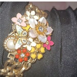 Juicy Couture Vintage  Gold and Red  Garden party Flower Bracelet